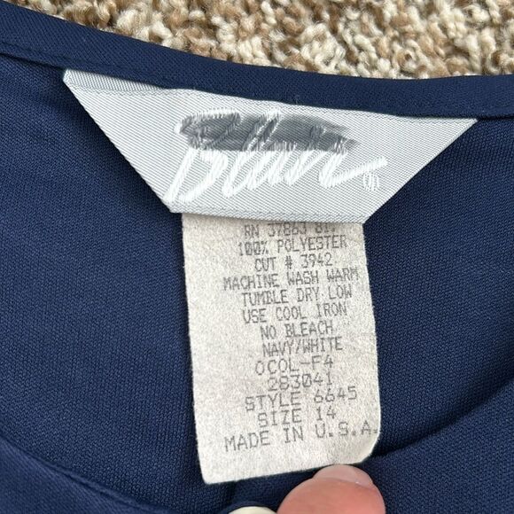 Vintage Blair Shirt Navy Exclamation Retro 80s 90s Business Longsleeve Dress - Picture 10 of 12